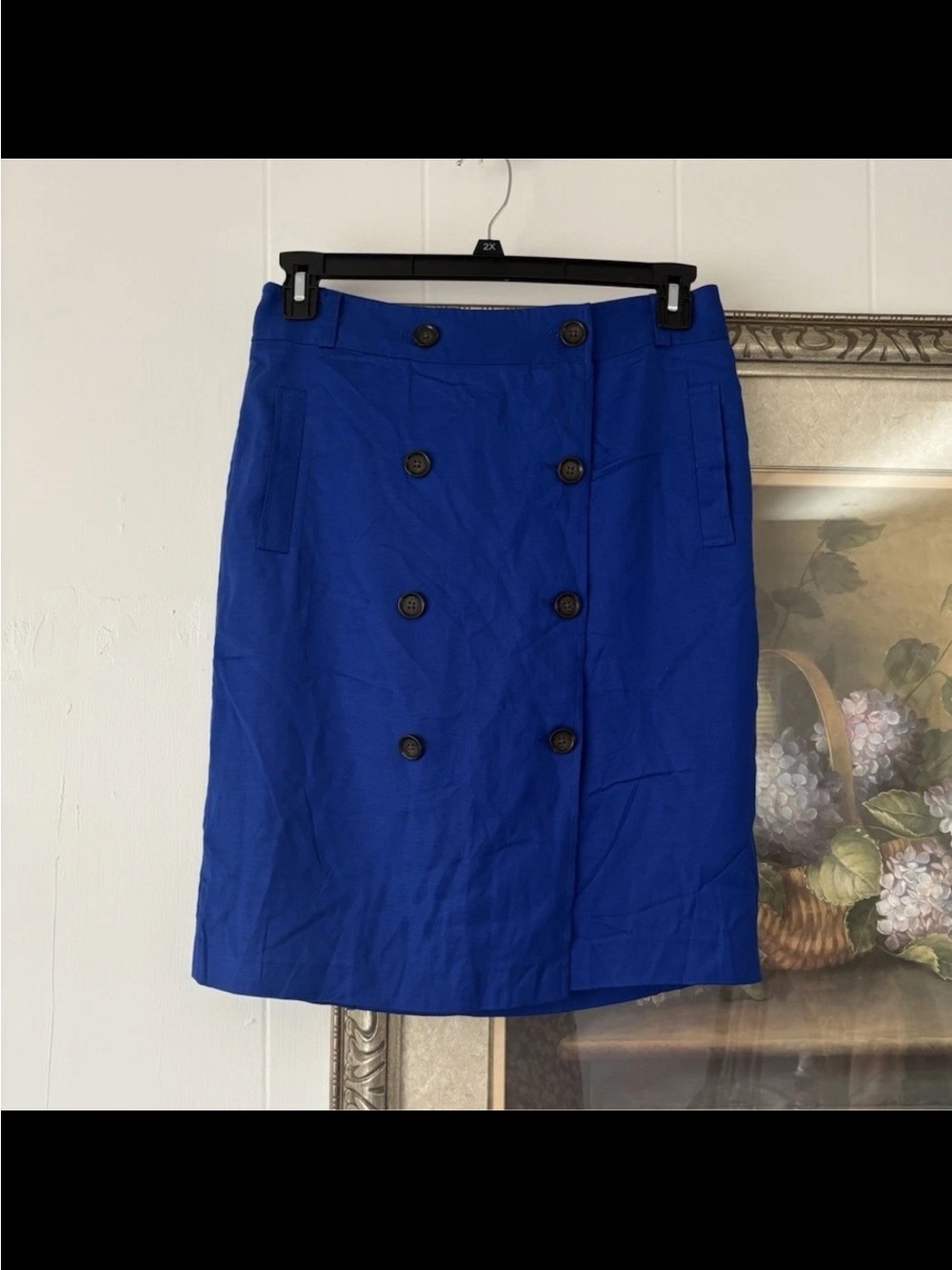 Banana Republic Cobalt Blue Double-Breasted Pencil Skirt